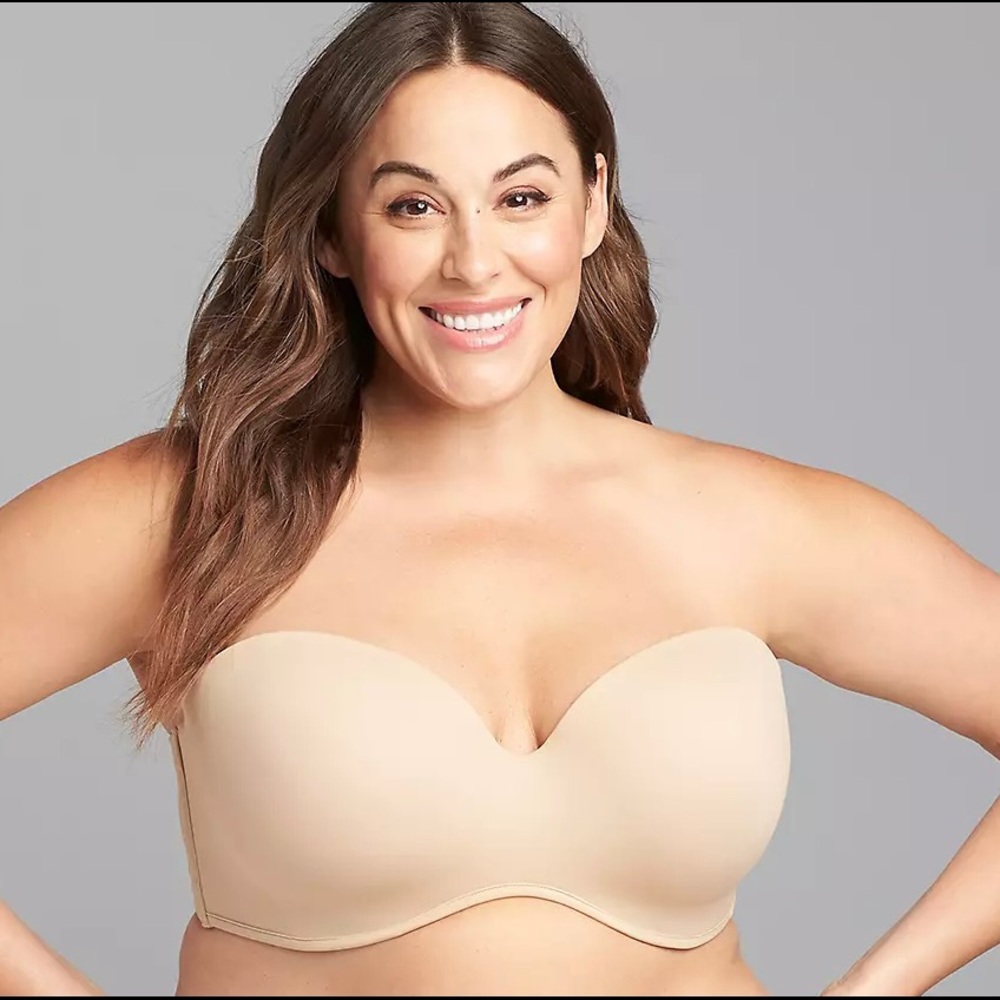 NEW Cacique Bra 36G Lightly Lined Multi-Way Convertible Strapless Nude Cream NWT